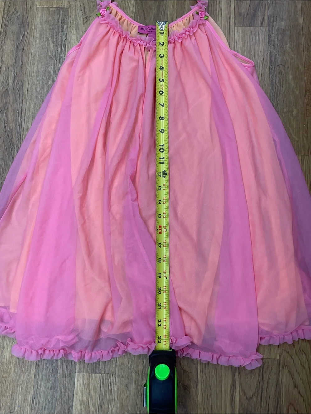 Betsey Johnson Pink Layered Spaghetti-Strap Nightgown for Women size small